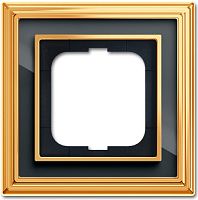 Рамка универсальная ABB Династия 1-м. полированная латунь/стекло черное картинка